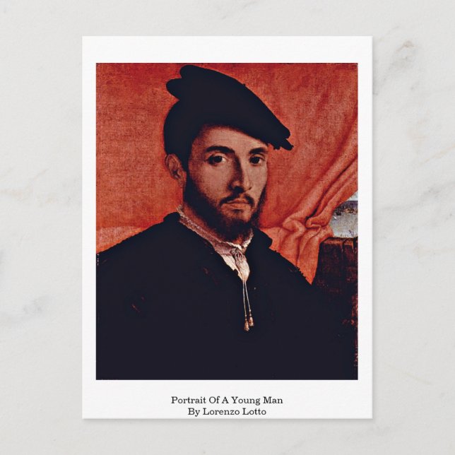 Postal Retrato De Un Joven Por Lorenzo Lotto (Anverso)