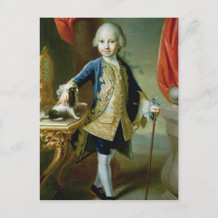 Postal Retrato de un niño con Mascota español, siglo XVII