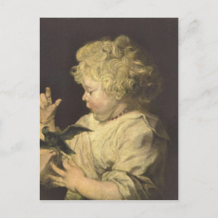 Postal Retrato de un niño con pájaro por Antoon van Dyck