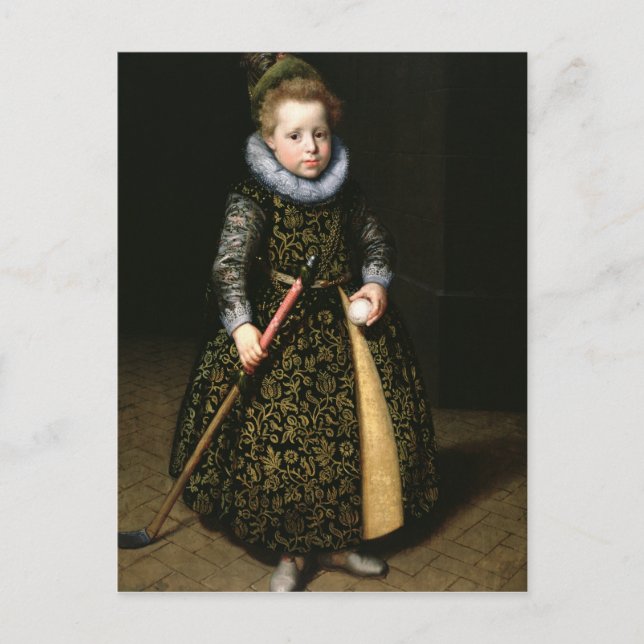 Postal Retrato de un niño de cuatro años con club y (Anverso)