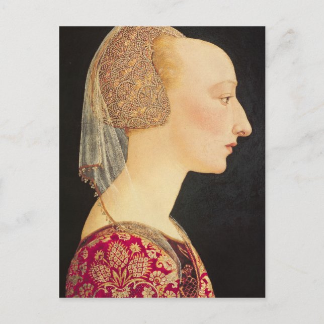 Postal Retrato de una dama de rojo, 1460-70 (Anverso)