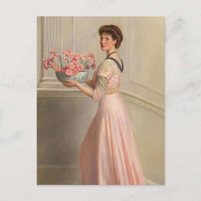 Postal Retrato de una dama de rosa (Anverso)