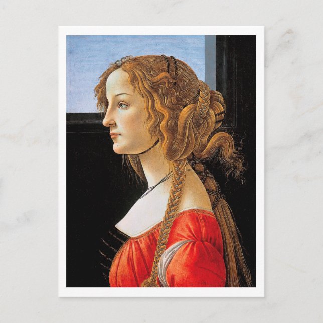 Postal Retrato de una dama, Sandro Botticelli (Anverso)