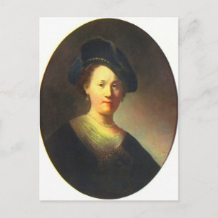 Postal Retrato de una joven con Beret por Rembrandt