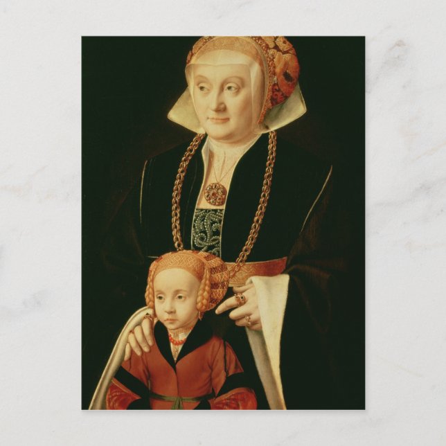Postal Retrato de una mujer con su hija (Anverso)