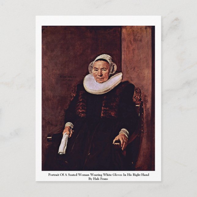 Postal Retrato De Una Mujer Sentada Con Guantes Blancos (Anverso)