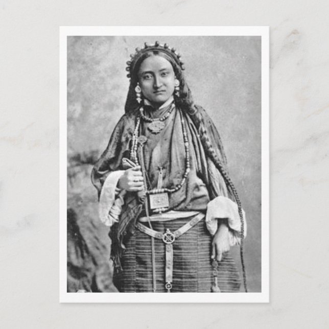 Postal Retrato de una mujer tibetana de la época de los 8 (Anverso)