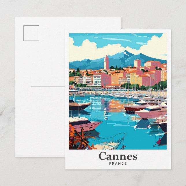 Postal Retrato de viaje de Cannes France Vintage (Anverso / Reverso)