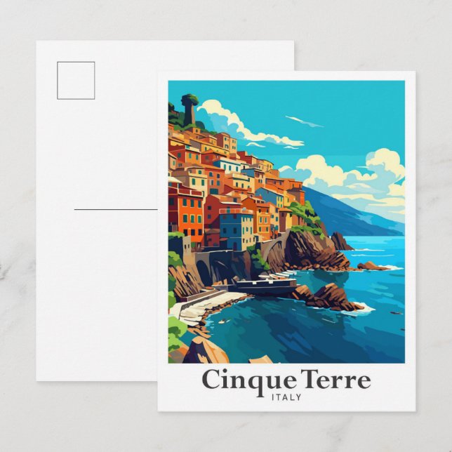 Postal Retrato de viaje de época de Cinque Terre Italia (Anverso / Reverso)