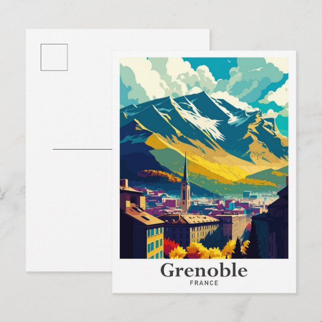 Postal Retrato de viaje de Grenoble France Vintage (Anverso / Reverso)