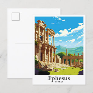Postal Retrato de viaje vintage de Ephesus Turkey