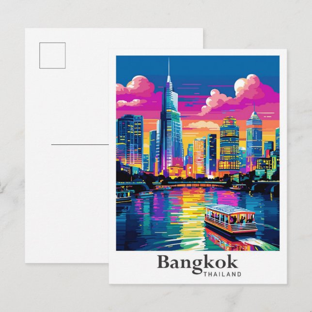 Postal Retrato de viajes de cosecha de Bangkok Tailandia (Anverso / Reverso)