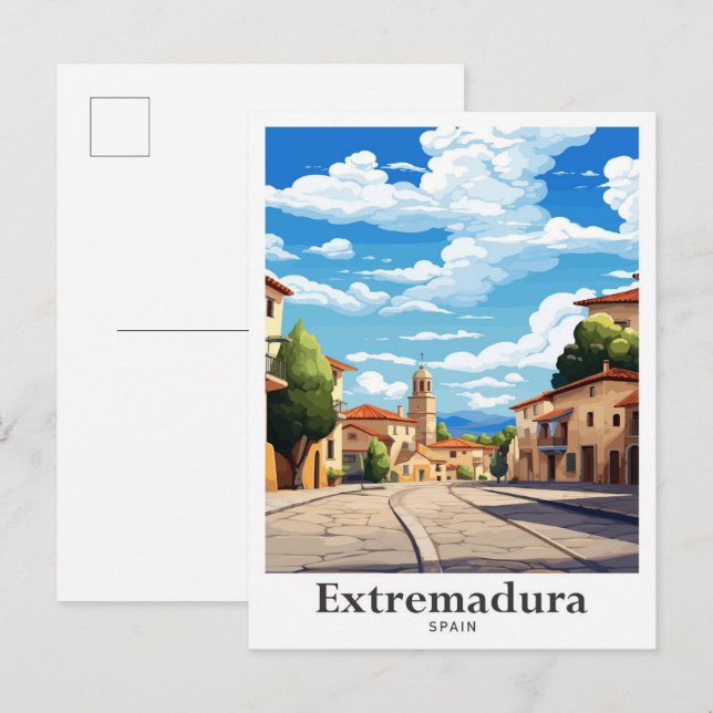 Postal Retrato de viajes de época de Extremadura España (Anverso / Reverso)