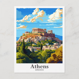 Postal Retrato de Viajes Vintage de Atenas Grecia