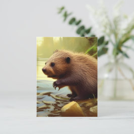 Postal Retrato de vida salvaje de Baby Beaver