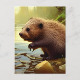 Postal Retrato de vida salvaje de Baby Beaver