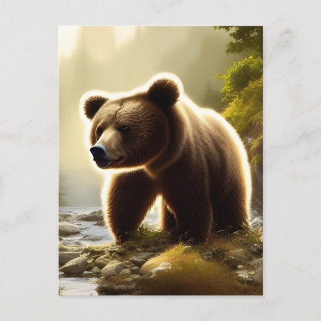 Postal Retrato de vida salvaje de oso marrón (Anverso)