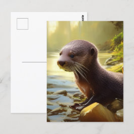 Postal Retrato de vida silvestre Baby Otter