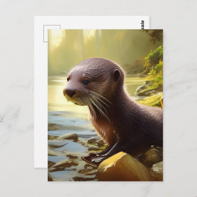Postal Retrato de vida silvestre Baby Otter (Anverso / Reverso)
