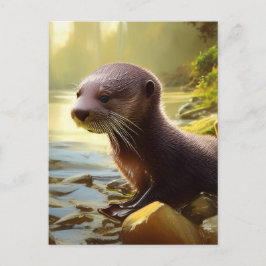 Postal Retrato de vida silvestre Baby Otter