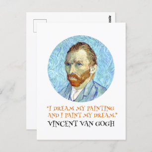 Postal Retrato de Vincent Van Gogh con cita