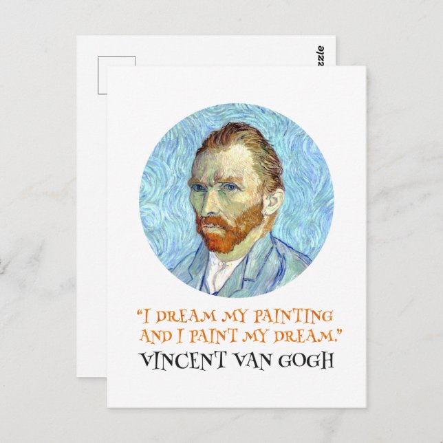 Postal Retrato de Vincent Van Gogh con cita (Anverso / Reverso)