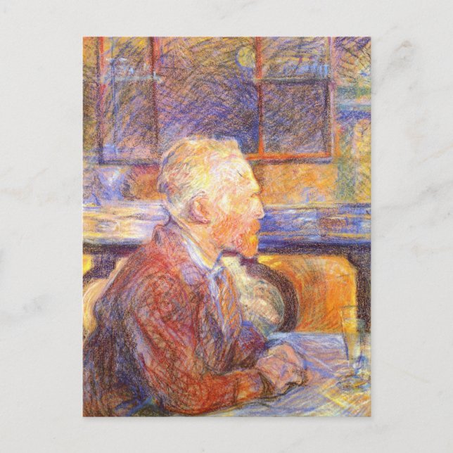 Postal Retrato de Vincent Van Gogh por Toulouse-Lautrec P (Anverso)