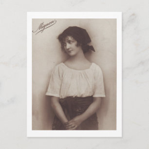 Postal Retrato de vintage de mujer romántica