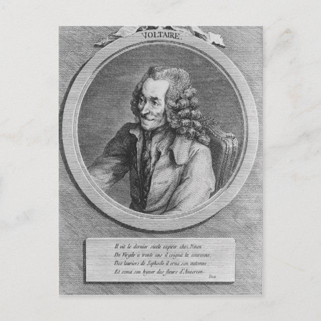 Postal Retrato de Voltaire, de un dibujo (Anverso)
