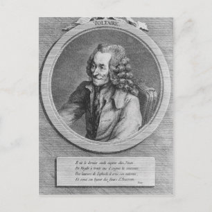 Postal Retrato de Voltaire, de un dibujo