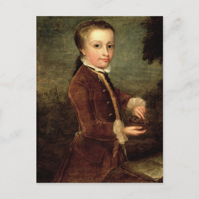 Postal Retrato de Wolfgang Amadeus Mozart envejecido (Anverso)