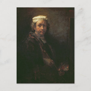 Postal Retrato del artista en su caballete de 1660
