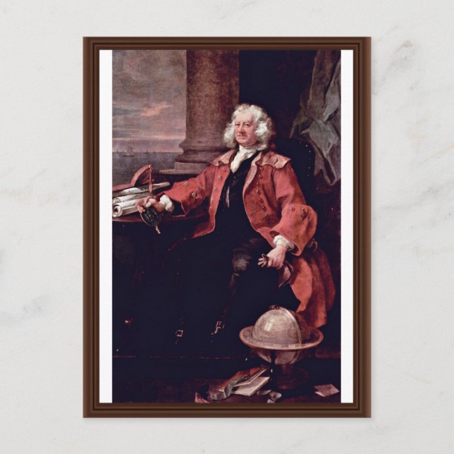 Postal Retrato Del Capitán Thomas Coram Por Hogarth (Anverso)