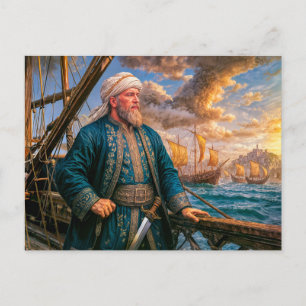 Postal Retrato del comandante naval Hayreddin Barbarossa
