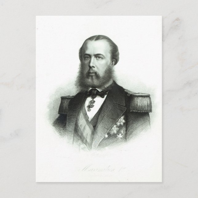 Postal Retrato del emperador Maximiliano de México, 1864 (Anverso)