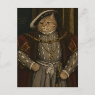 Postal Retrato del gato rey Tudor – Henry VIII Gato Renac