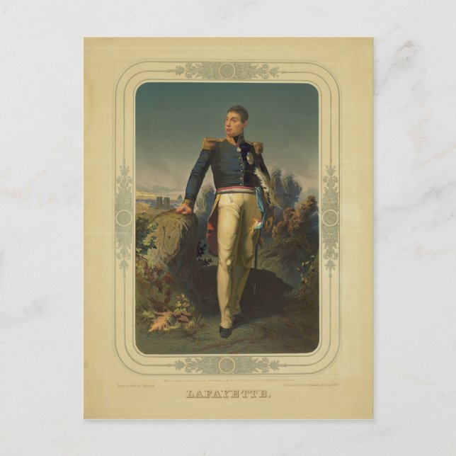 Postal Retrato del General Marqués de Lafayette de Franci (Anverso)