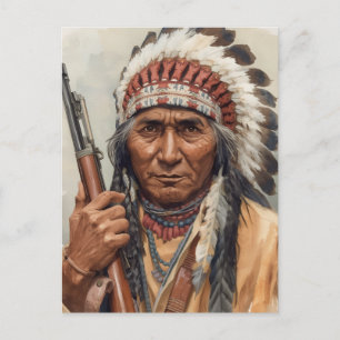 Postal Retrato del jefe indio Gerónimo guerrero