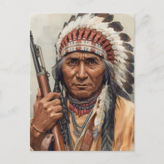 Postal Retrato del jefe indio Gerónimo guerrero (Anverso)