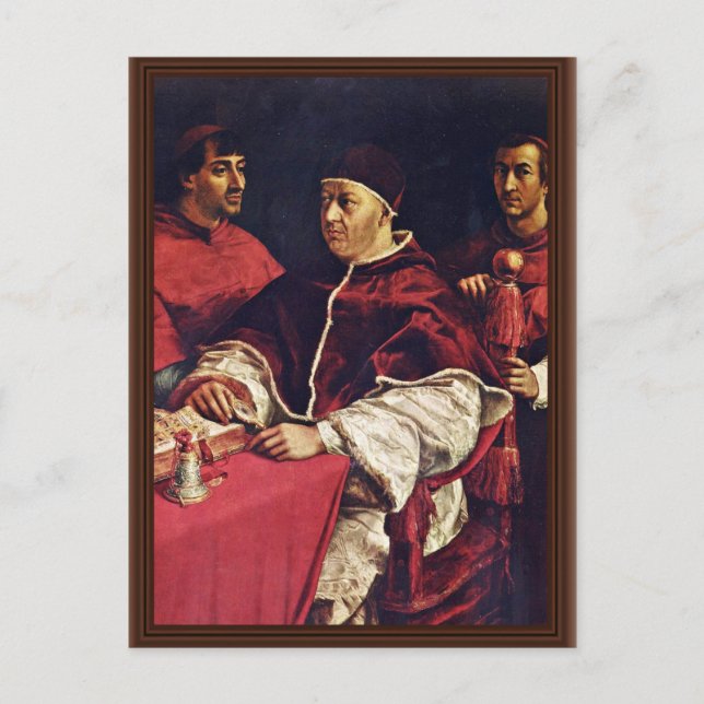 Postal Retrato Del Papa Leo X Con Sus Primos De Raffael (Anverso)