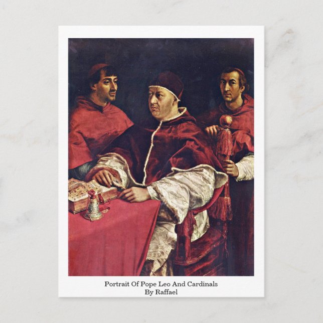 Postal Retrato Del Papa León X Y Cardenales De Raffael (Anverso)