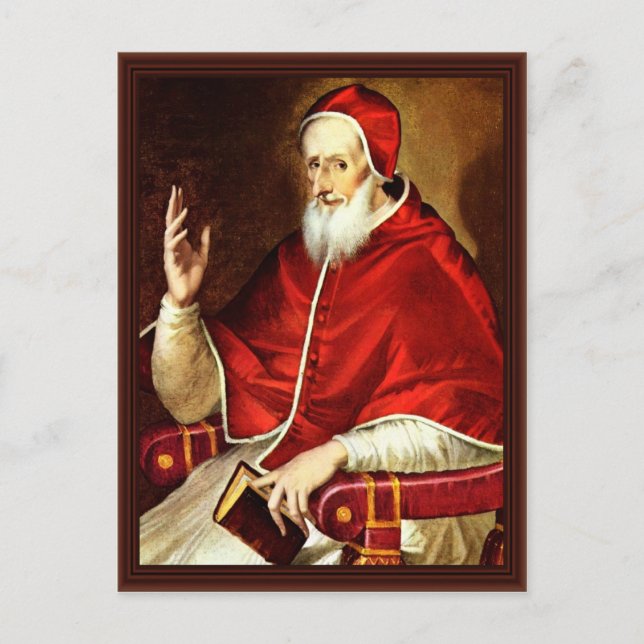 Postal Retrato Del Papa Pius V. Por Greco El (Anverso)