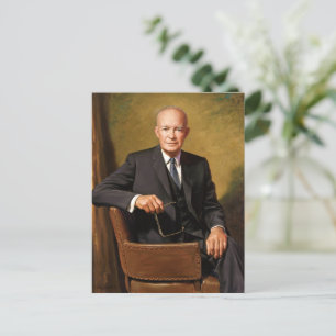 Postal Retrato del presidente Dwight Eisenhower en la Cas