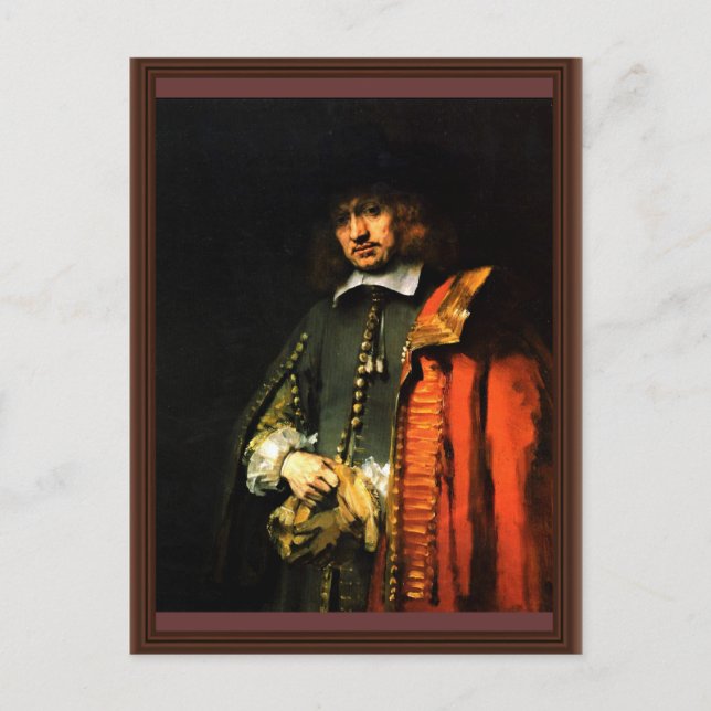 Postal Retrato Del Seis De Enero Por Rembrandt Harmensz.  (Anverso)