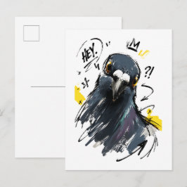 Postal Retrato descarado de paloma – Ave dibujada a mano 