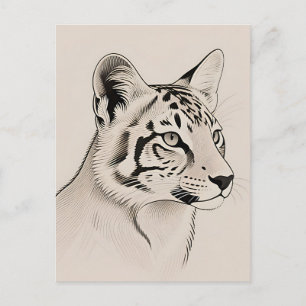 Postal Retrato detallado de lince en línea de arte
