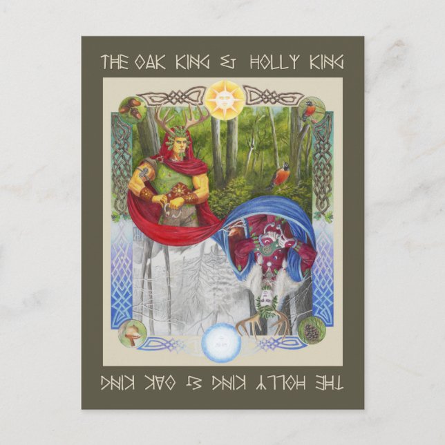 Postal Retrato doble del rey del roble y del rey del (Anverso)