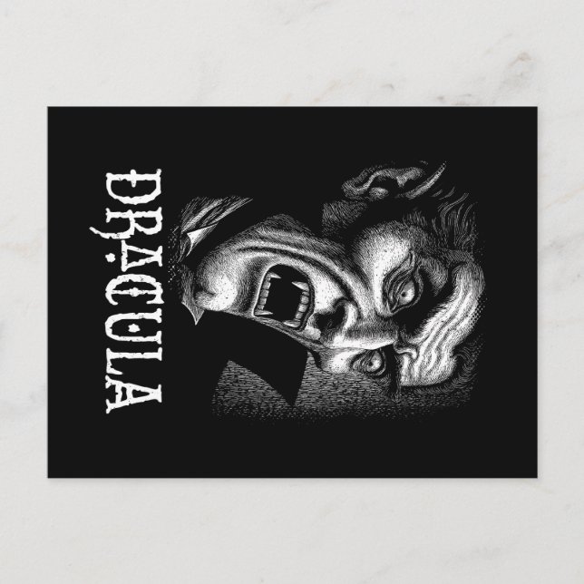 Postal Retrato Drácula Blanco y negro (Anverso)