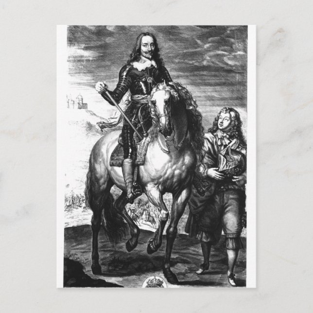 Postal Retrato ecuestre de Carlos I (Anverso)