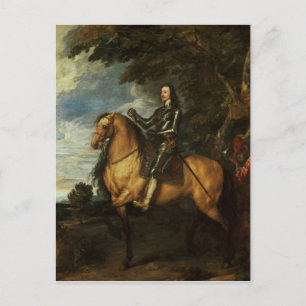 Postal Retrato ecuestre de Carlos I c.1637-38